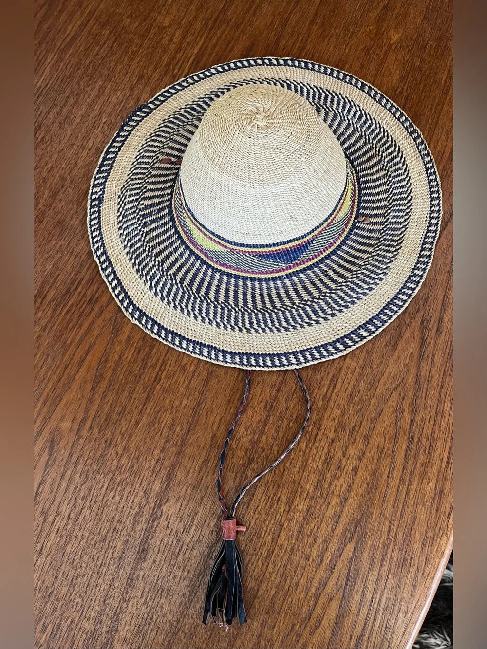 Brand New Handwoven African Bolga Sun Hat - Ghana Straw Hat Size M/L